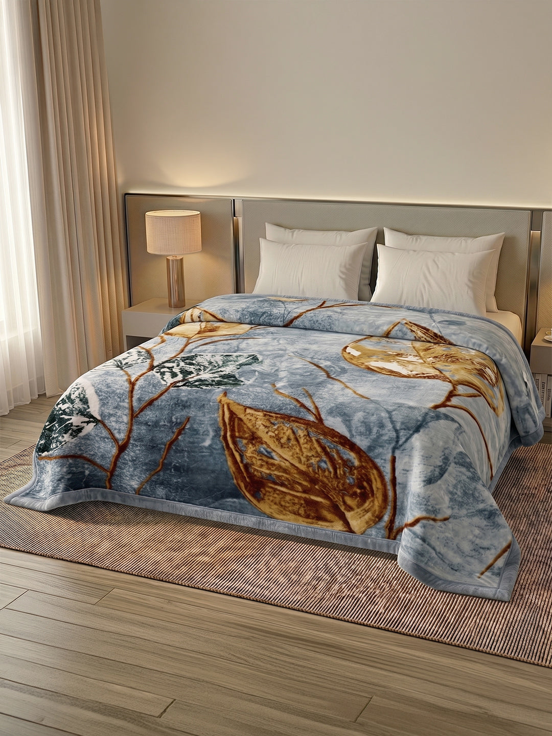 Printed Double Bed 2 Ply 990 GSM Blanket for Winter (Parker), Weight 5.25 kg