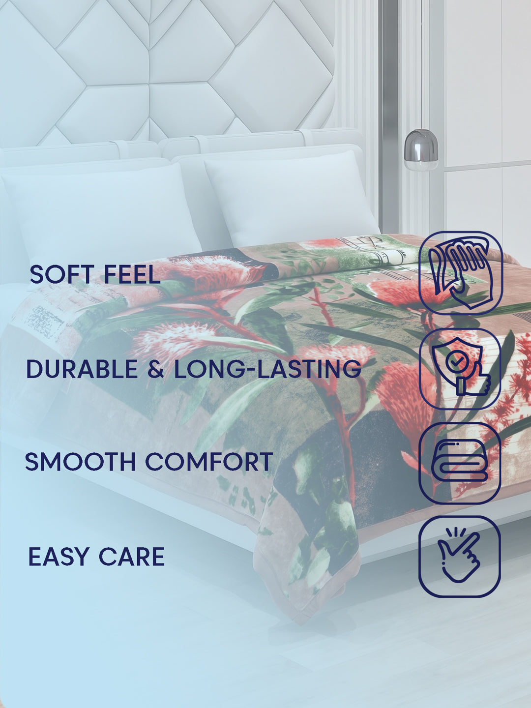 Printed Double Bed 2 Ply 990 GSM Blanket for Winter (Parker), Weight 5.25 kg