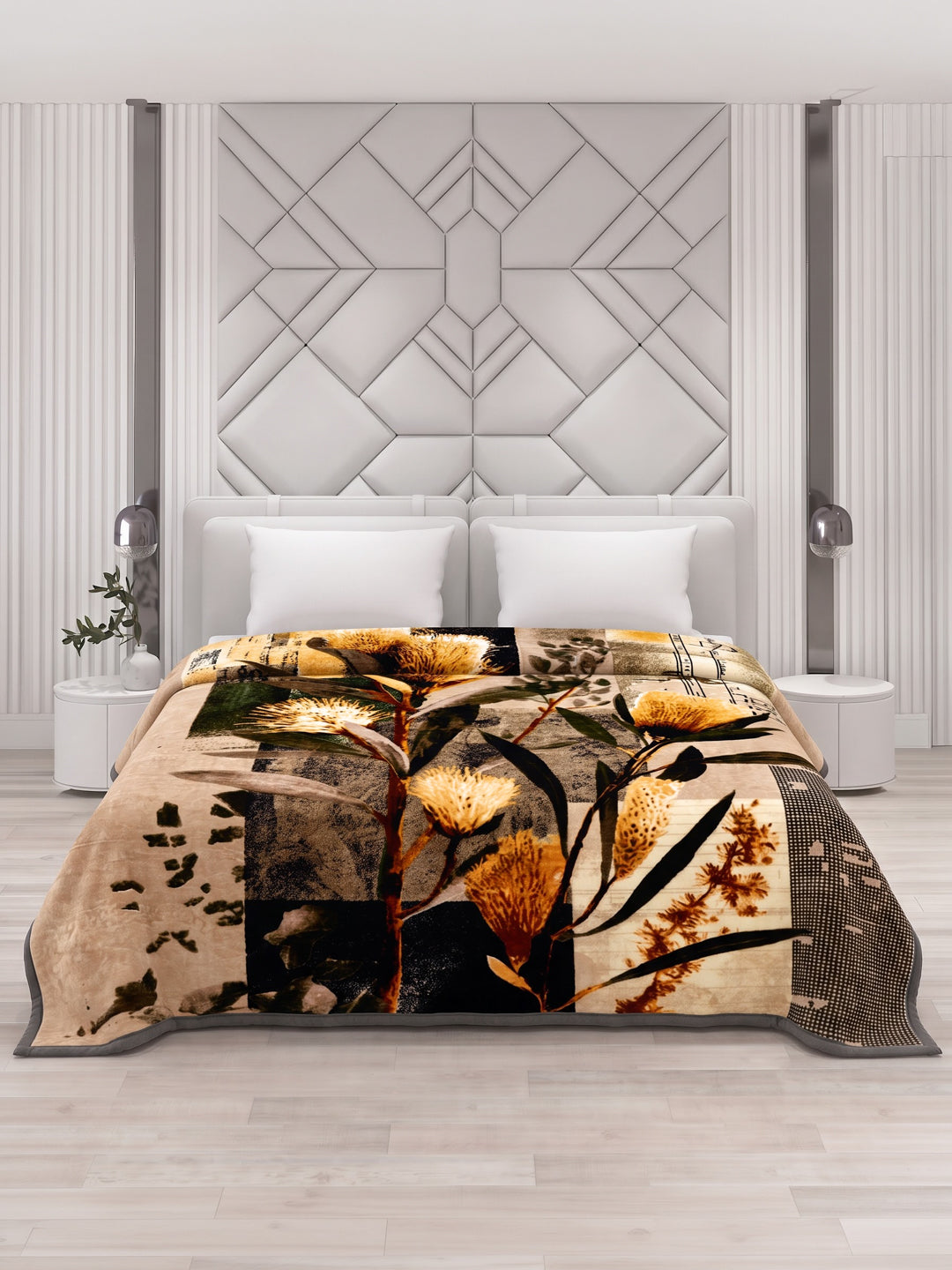 Printed Double Bed 2 Ply 990 GSM Blanket for Winter (Parker), Weight 5.25 kg