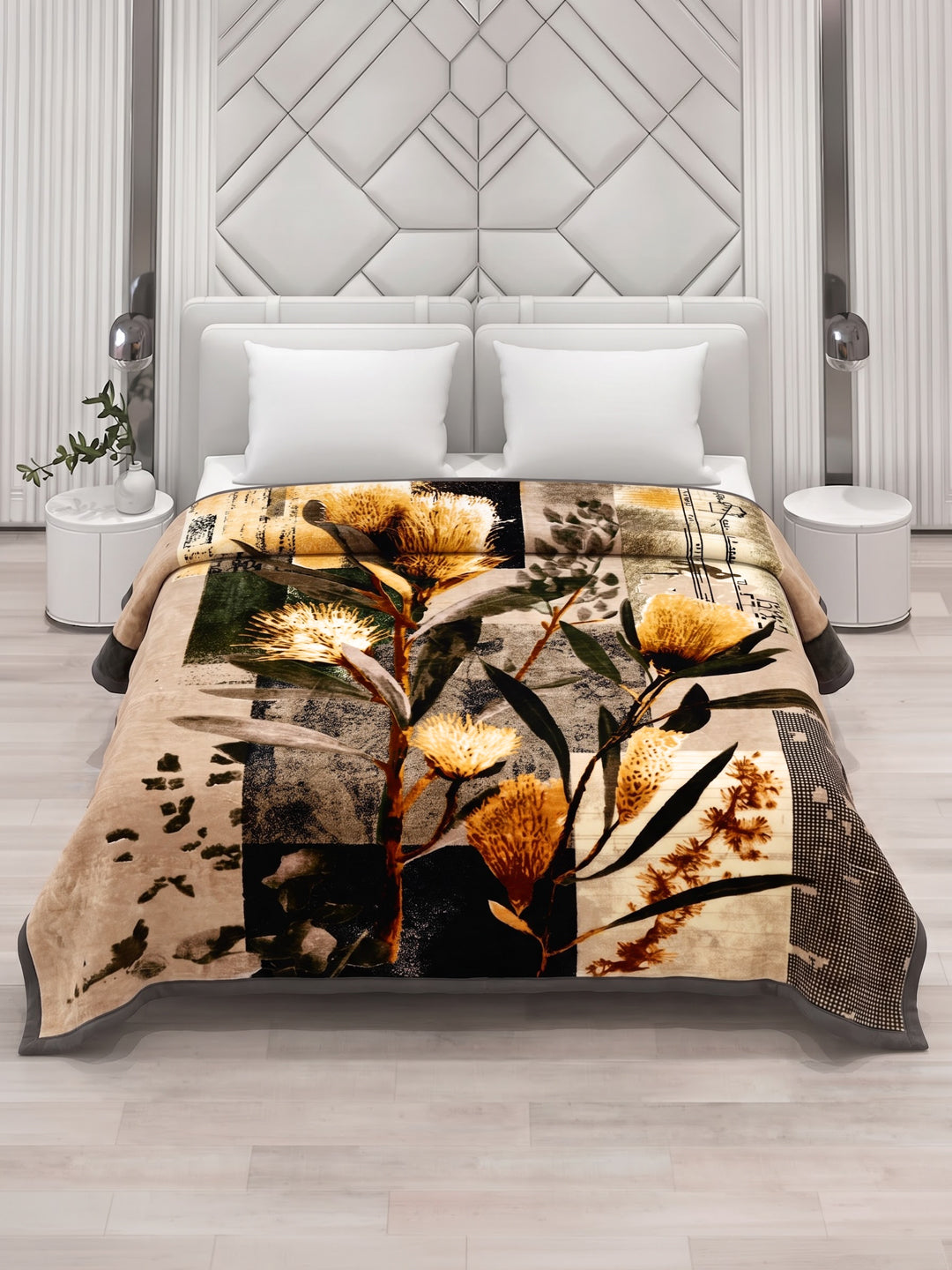 Printed Double Bed 2 Ply 990 GSM Blanket for Winter (Parker), Weight 5.25 kg