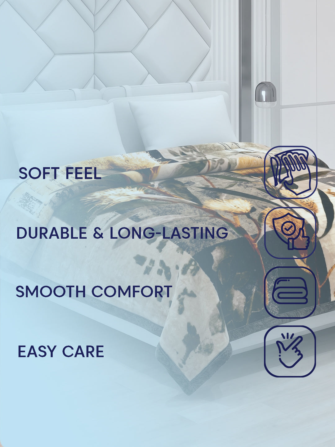 Printed Double Bed 2 Ply 990 GSM Blanket for Winter (Parker), Weight 5.25 kg