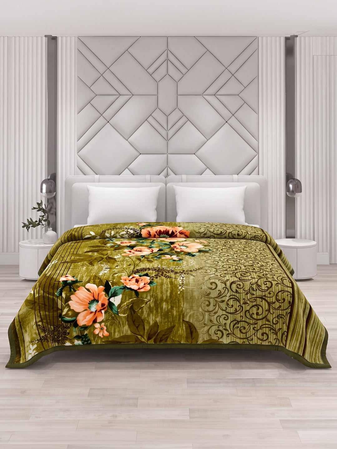 Printed Double Bed 2 Ply 990 GSM Blanket for Winter (Parker), Weight 5.25 kg