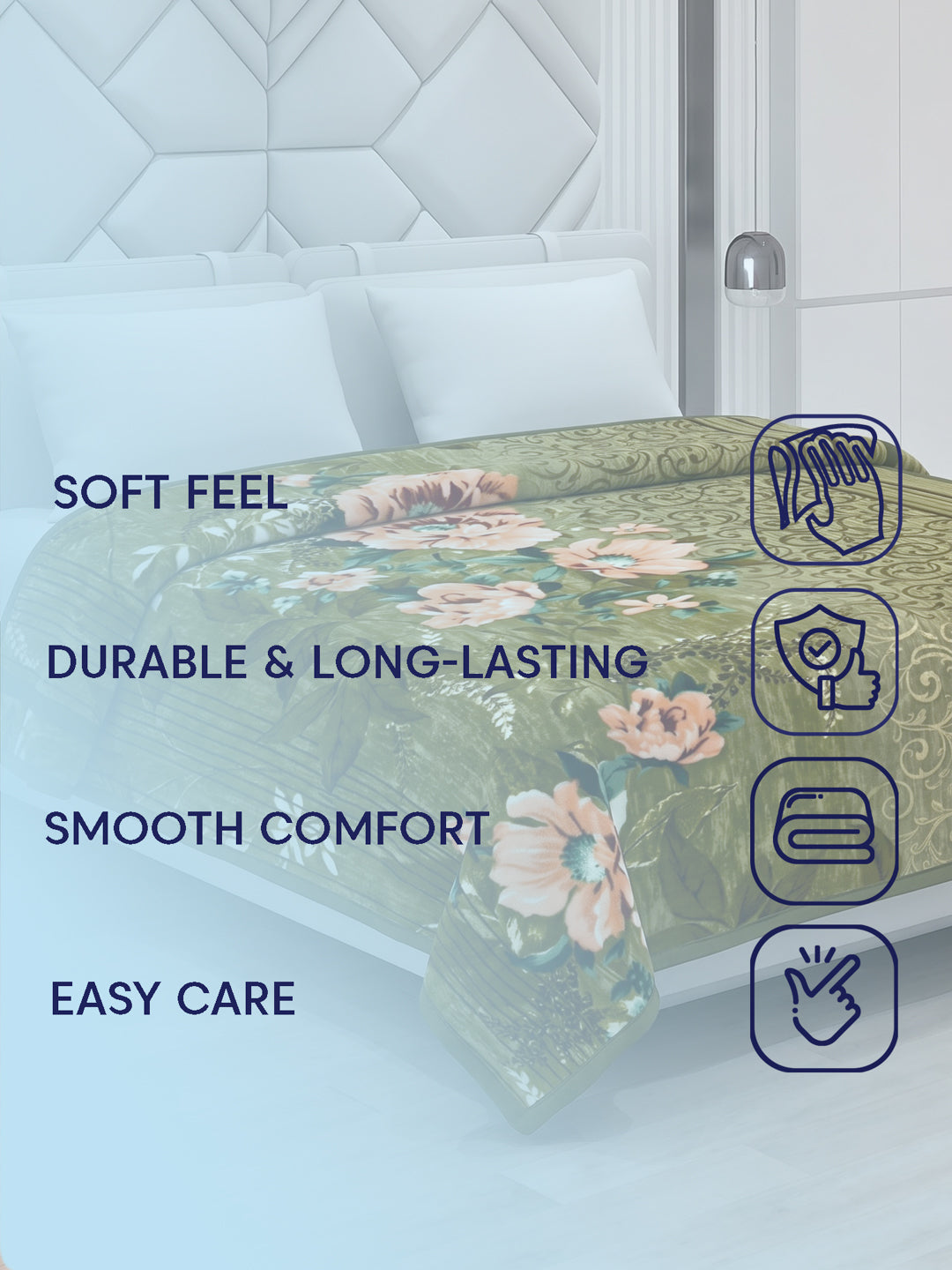 Printed Double Bed 2 Ply 990 GSM Blanket for Winter (Parker), Weight 5.25 kg