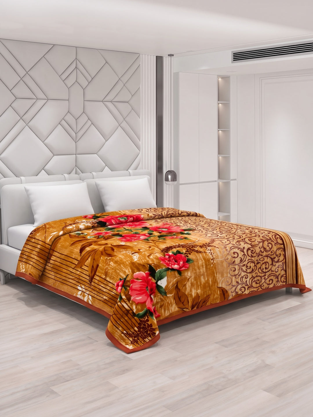 Printed Double Bed 2 Ply 990 GSM Blanket for Winter (Parker), Weight 5.25 kg