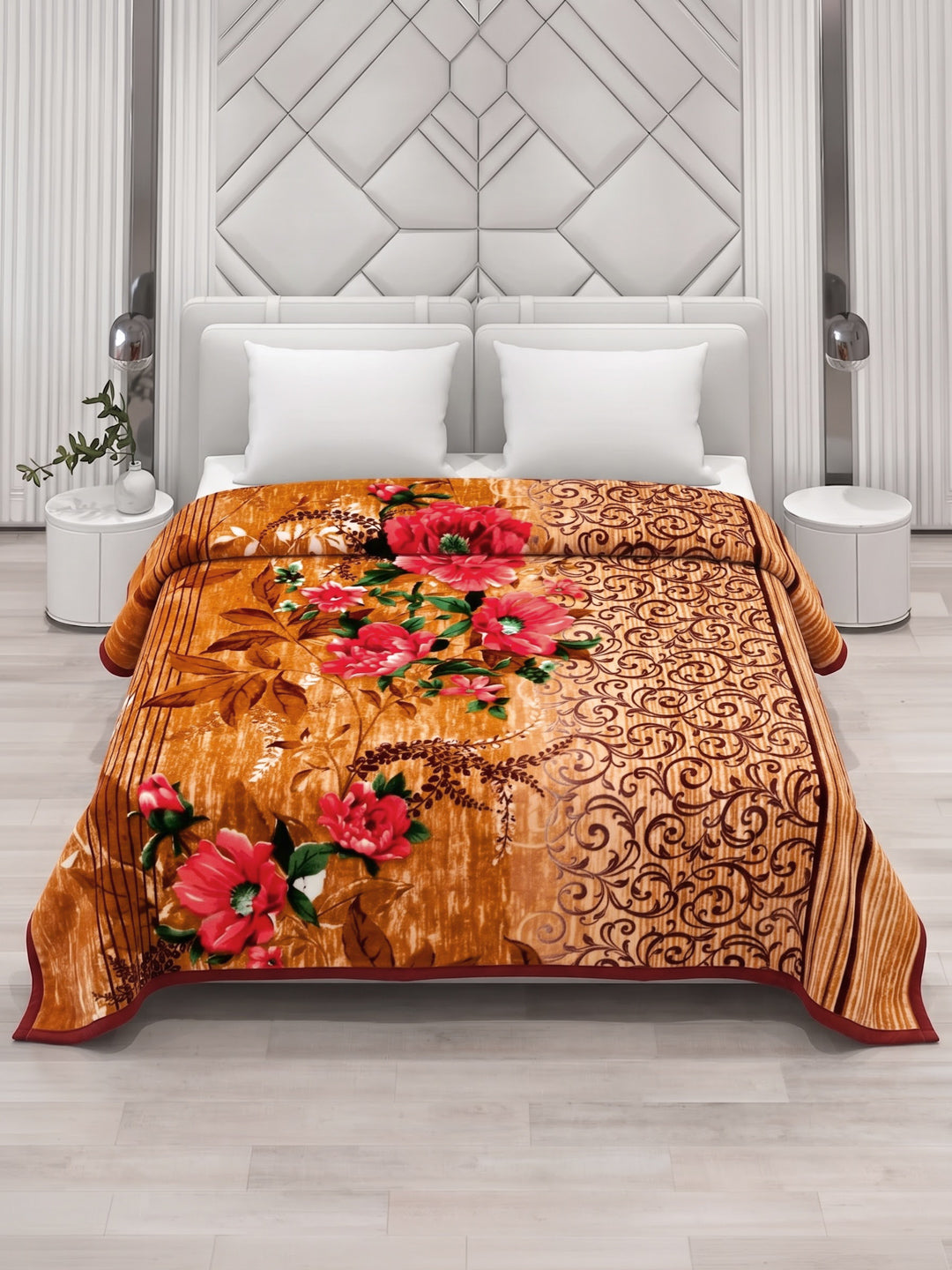 Printed Double Bed 2 Ply 990 GSM Blanket for Winter (Parker), Weight 5.25 kg