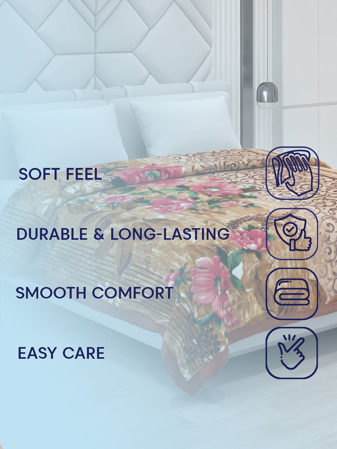 Printed Double Bed 2 Ply 990 GSM Blanket for Winter (Parker), Weight 5.25 kg
