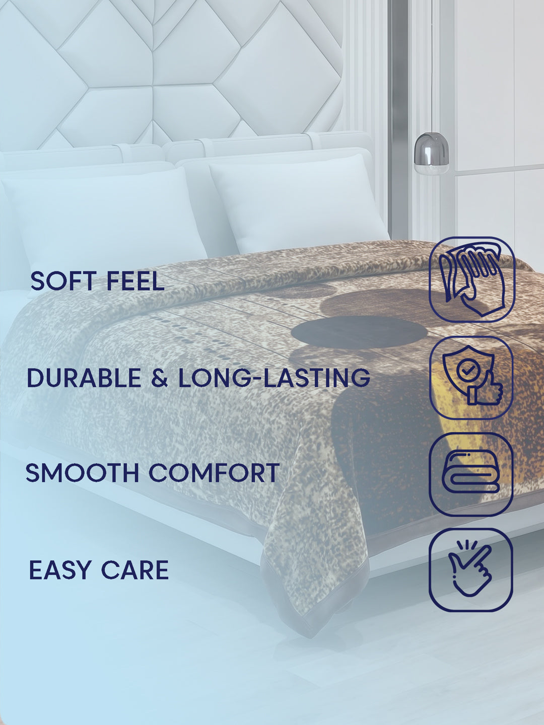 Printed Double Bed 2 Ply 990 GSM Blanket for Winter (Parker), Weight 5.25 kg