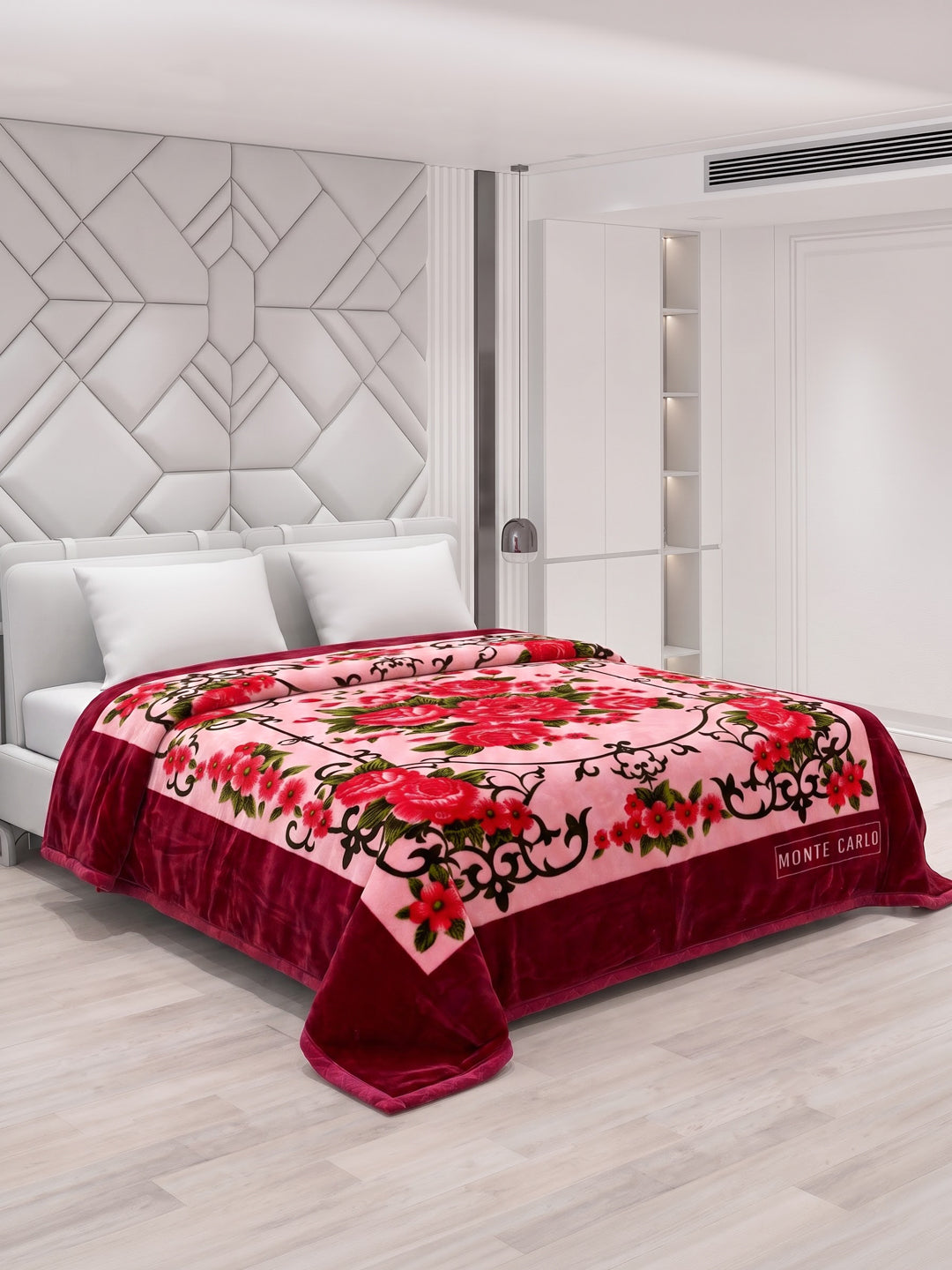 Floral Print Double Bed 2 Ply 1400 GSM Blanket for Winter (Rambo 3D), Weight 7.5 kg