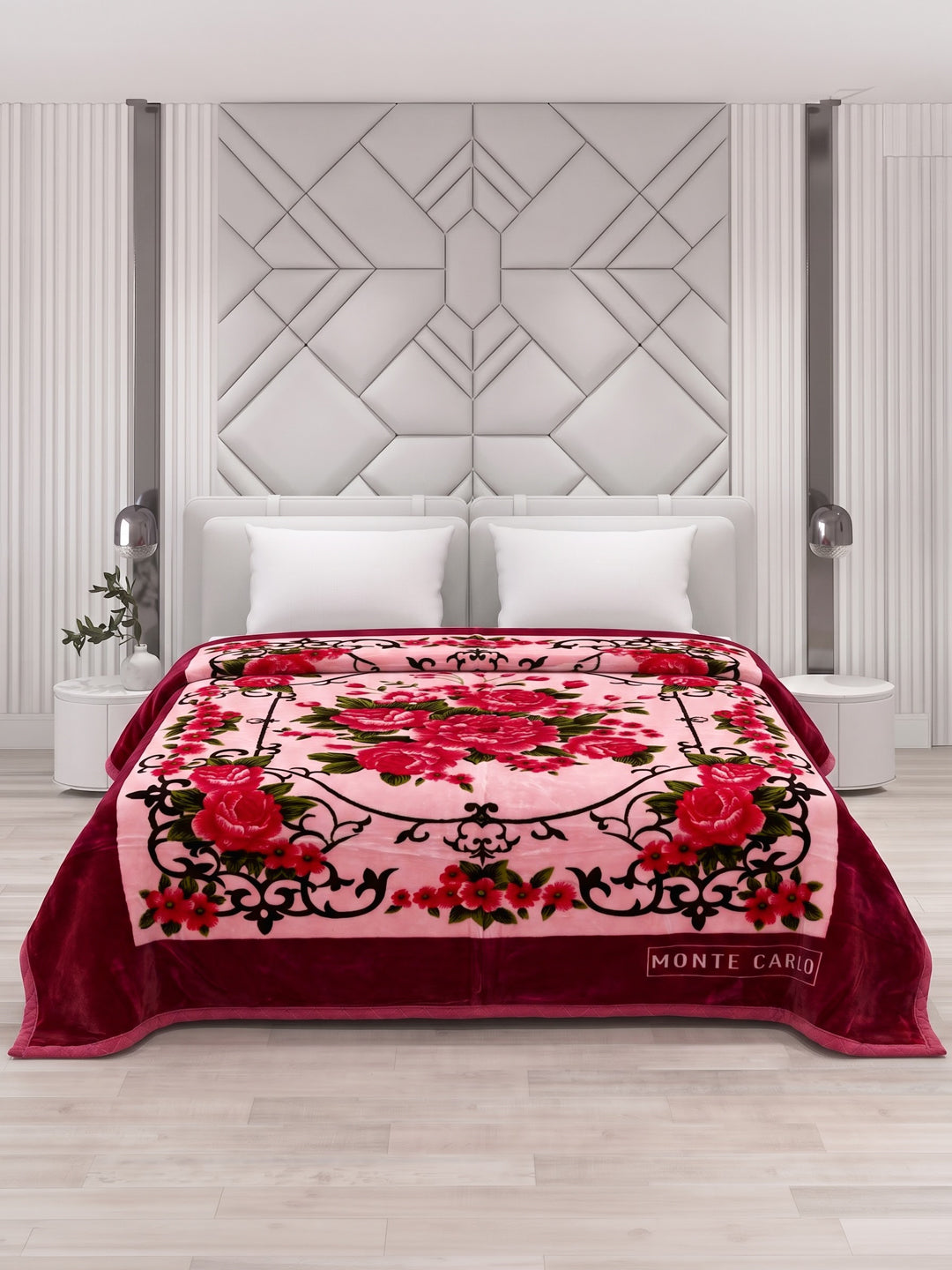 Floral Print Double Bed 2 Ply 1400 GSM Blanket for Winter (Rambo 3D), Weight 7.5 kg