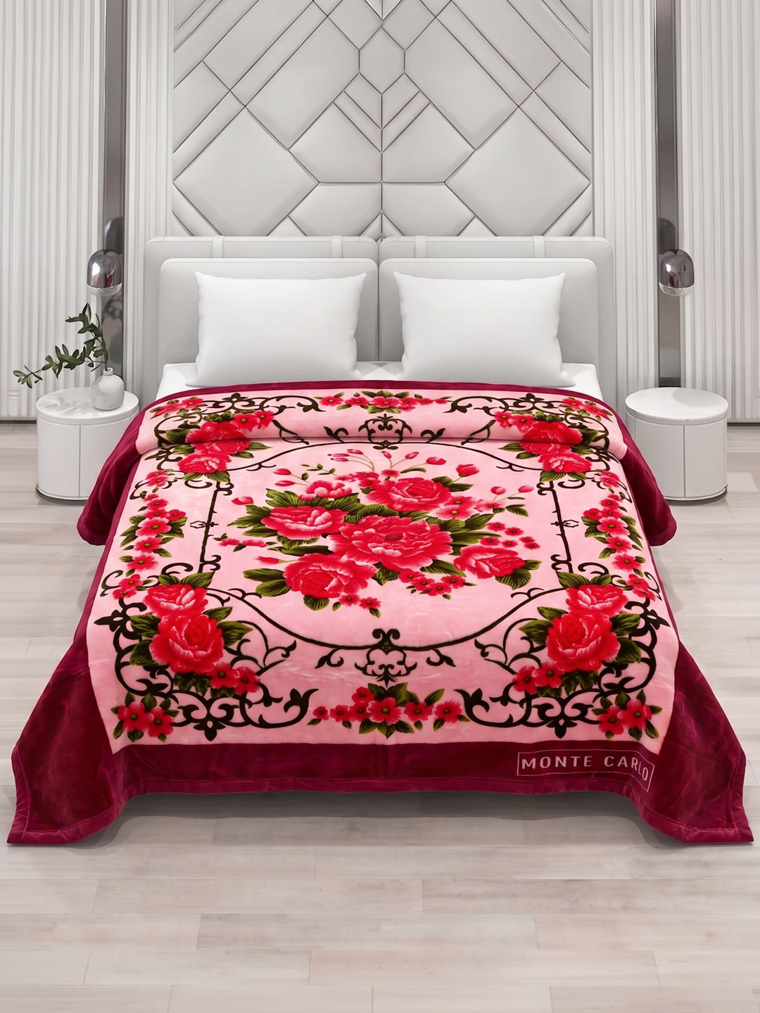 Floral Print Double Bed 2 Ply 1400 GSM Blanket for Winter (Rambo 3D), Weight 7.5 kg