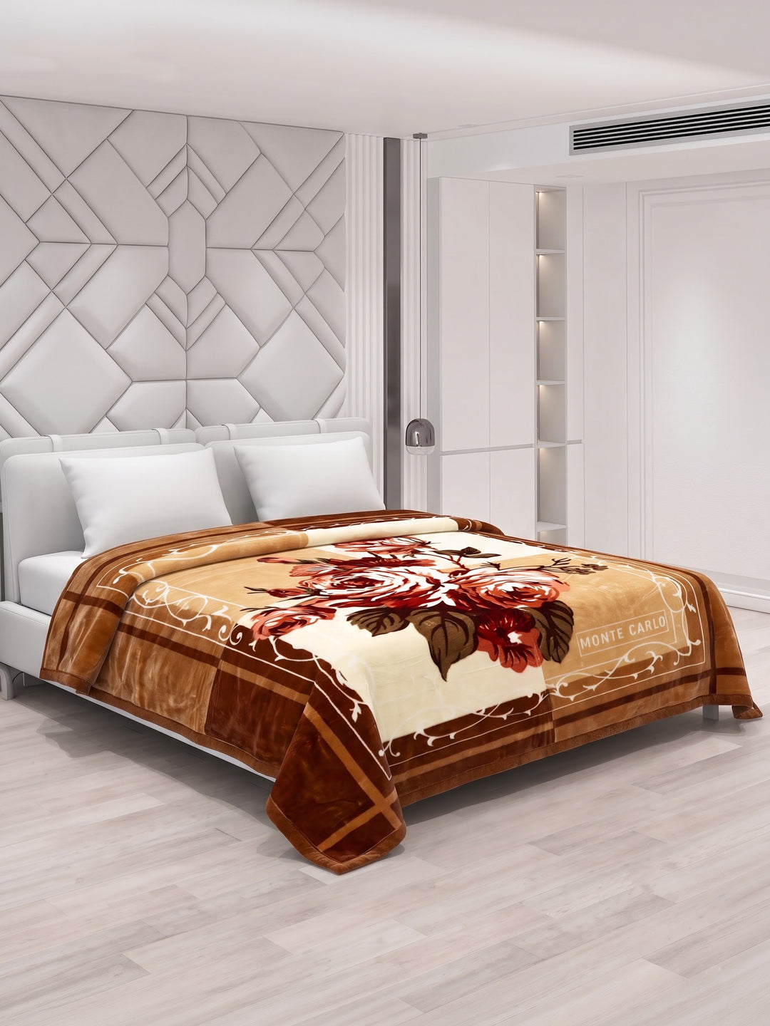 Floral Print Double Bed 2 Ply 1400 GSM Blanket for Winter (Rambo 3D), Weight 7.5 kg