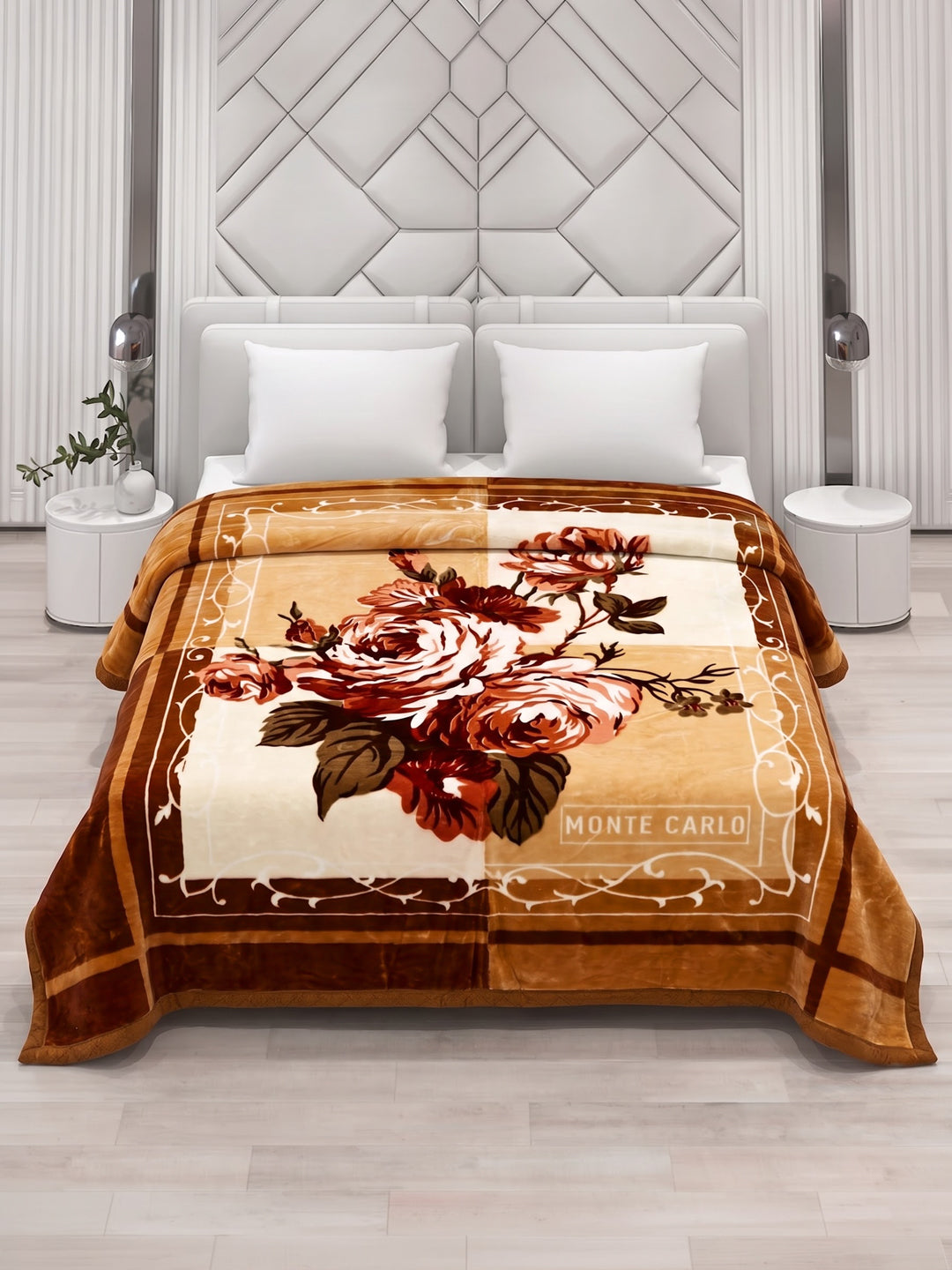 Floral Print Double Bed 2 Ply 1400 GSM Blanket for Winter (Rambo 3D), Weight 7.5 kg