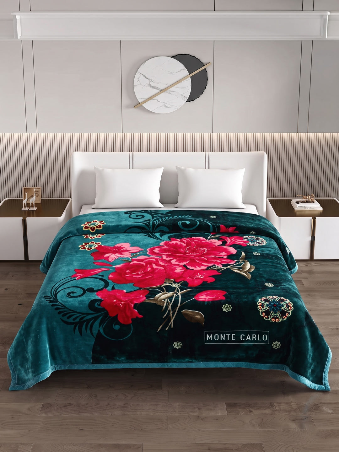 Floral Print Double Bed 2 Ply 1400 GSM Blanket for Winter (Rambo 3D), Weight 7.5 kg
