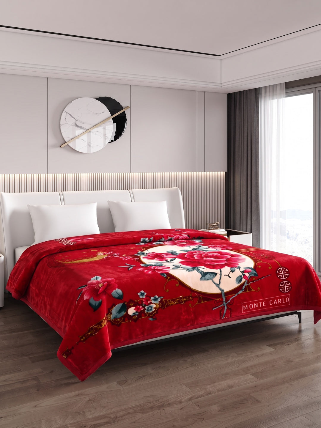 Floral Print Double Bed 2 Ply 1400 GSM Blanket for Winter (Rambo 3D), Weight 7.5 kg