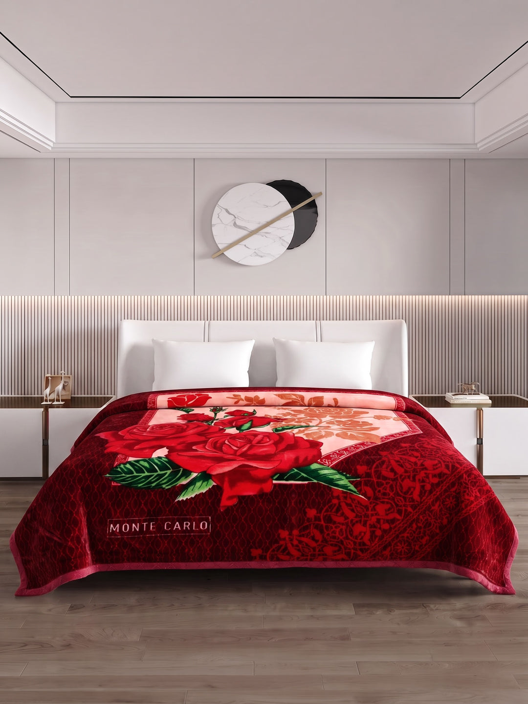 Floral Print Double Bed 2 Ply 1400 GSM Blanket for Winter (Rambo 3D), Weight 7.5 kg