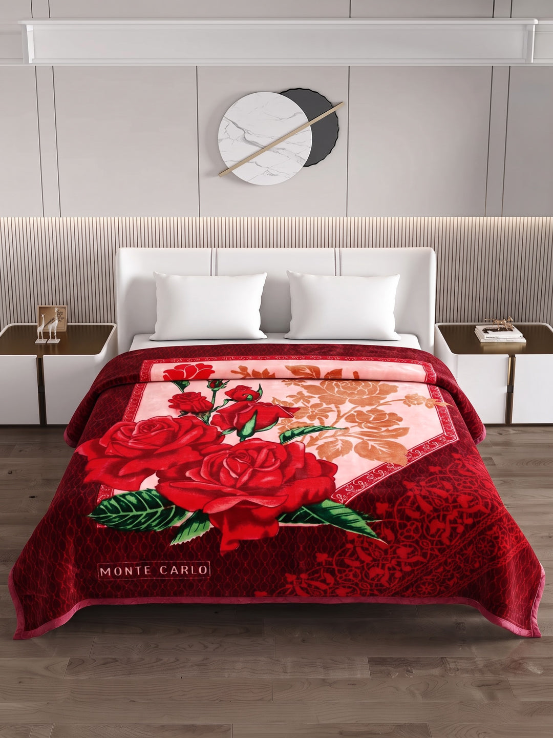 Floral Print Double Bed 2 Ply 1400 GSM Blanket for Winter (Rambo 3D), Weight 7.5 kg