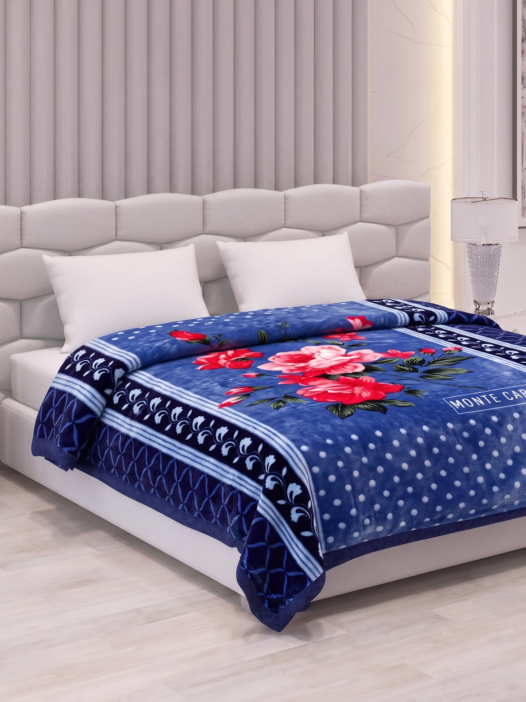 Floral Print Double Bed 2 Ply 1400 GSM Blanket for Winter (Rambo 3D), Weight 7.5 kg