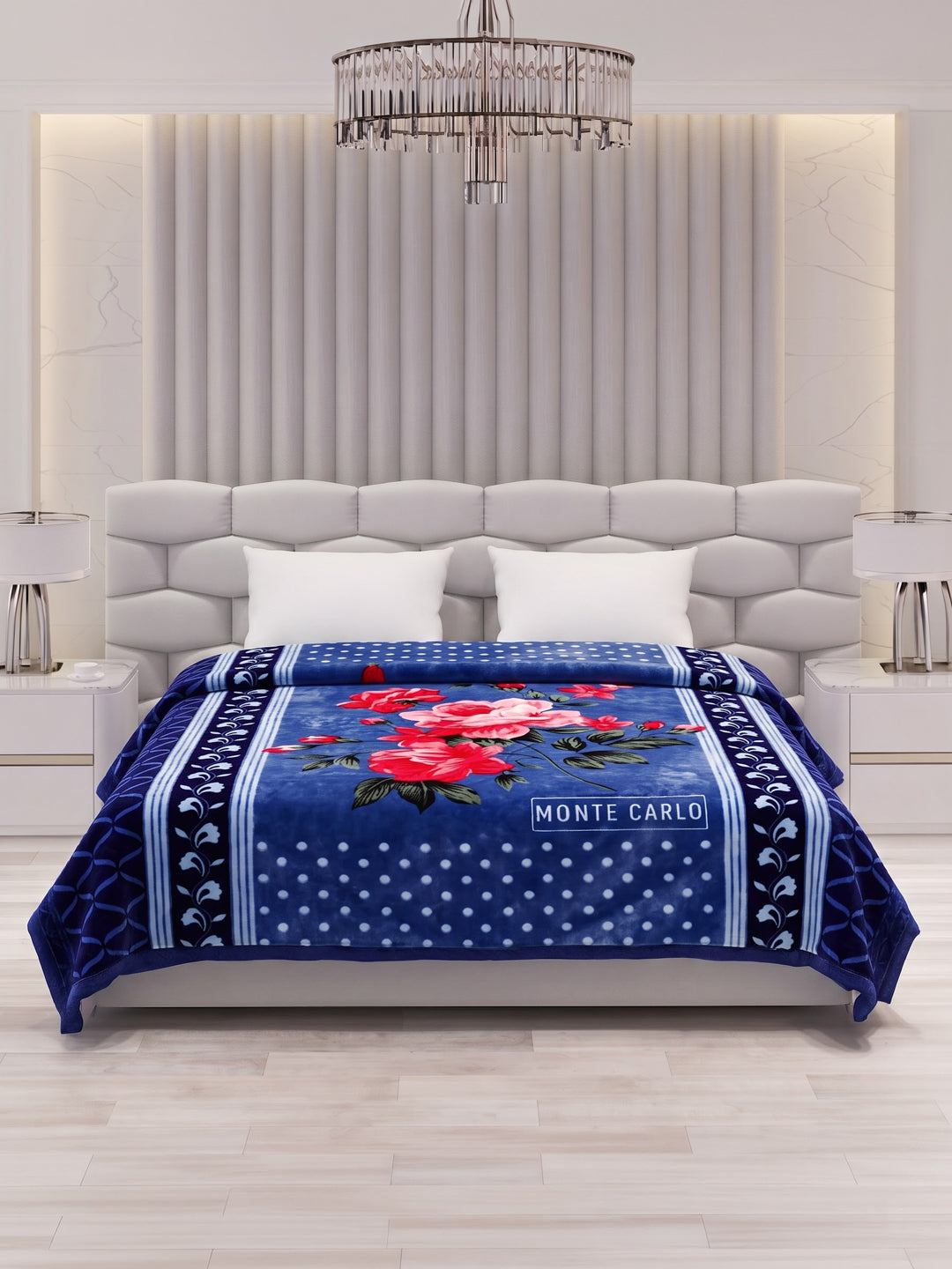Floral Print Double Bed 2 Ply 1400 GSM Blanket for Winter (Rambo 3D), Weight 7.5 kg