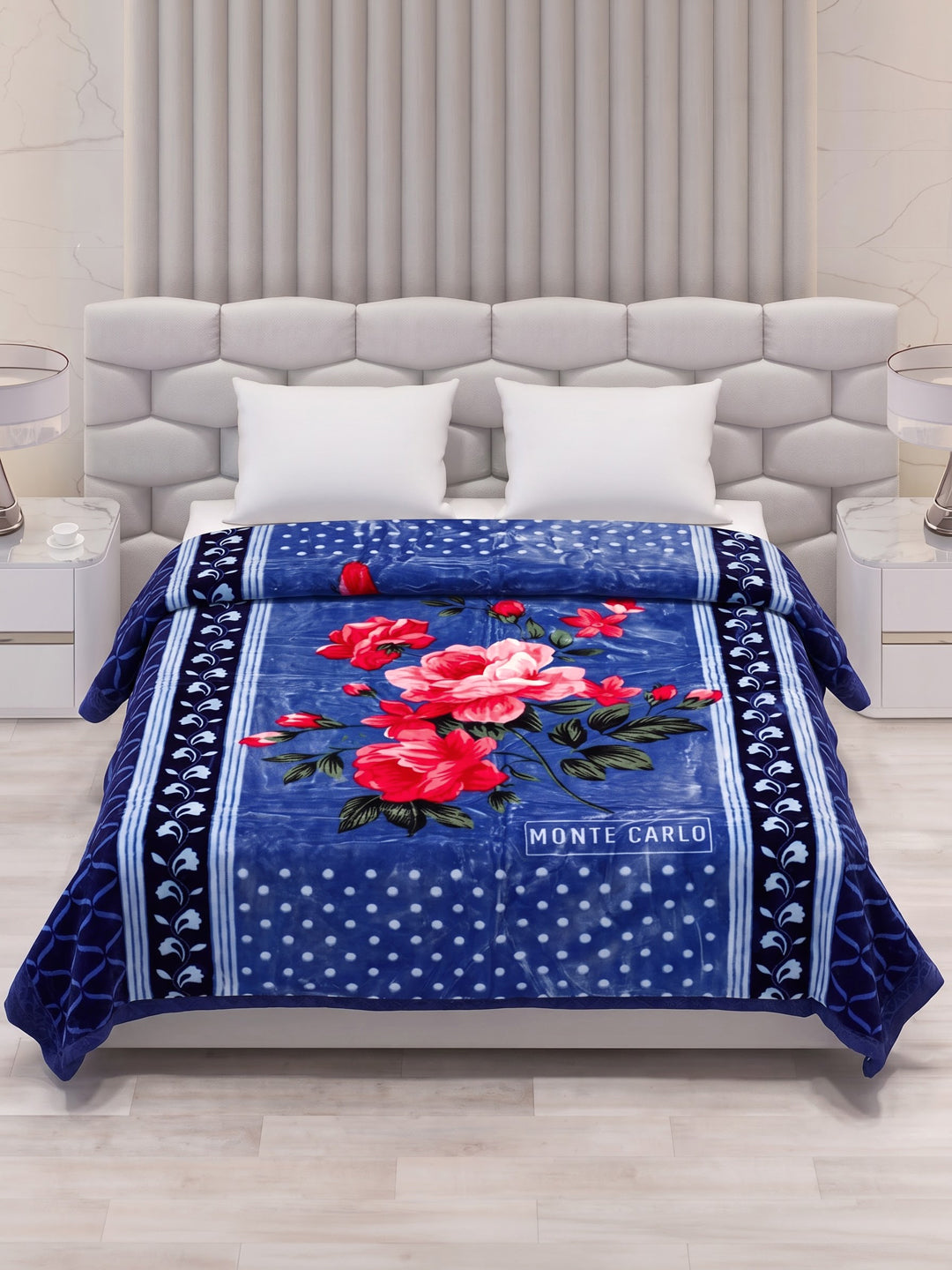 Floral Print Double Bed 2 Ply 1400 GSM Blanket for Winter (Rambo 3D), Weight 7.5 kg