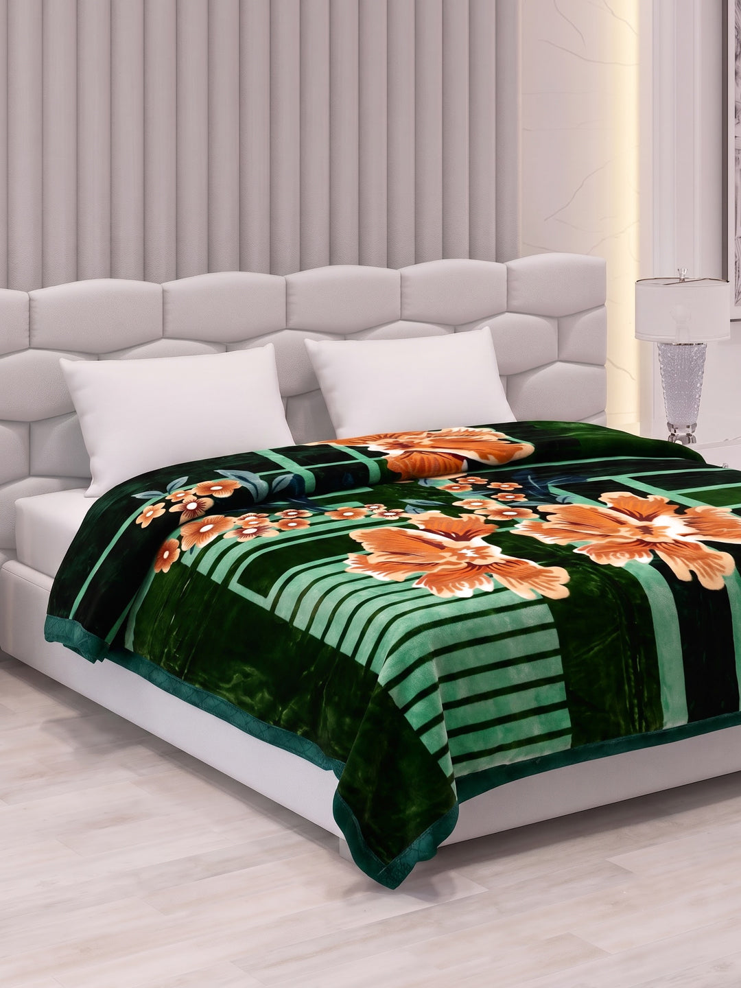 Floral Print Double Bed 2 Ply 1400 GSM Blanket for Winter (Rambo 3D), Weight 7.5 kg