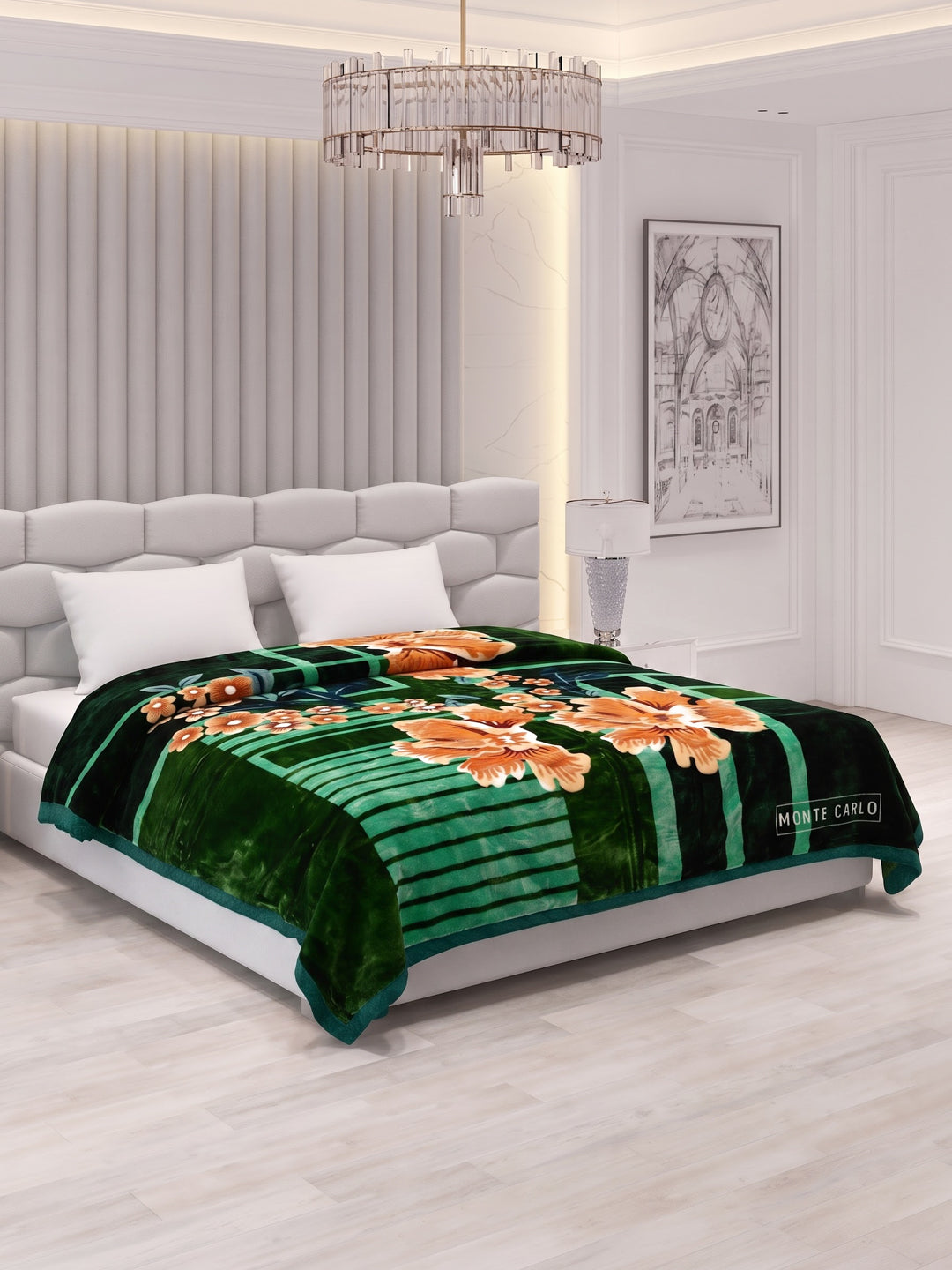 Floral Print Double Bed 2 Ply 1400 GSM Blanket for Winter (Rambo 3D), Weight 7.5 kg
