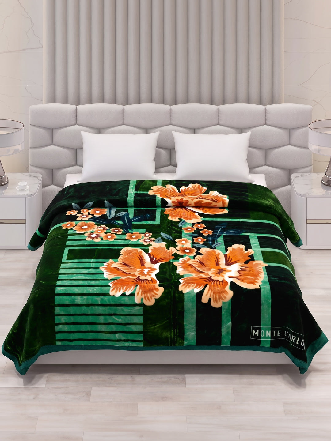 Floral Print Double Bed 2 Ply 1400 GSM Blanket for Winter (Rambo 3D), Weight 7.5 kg