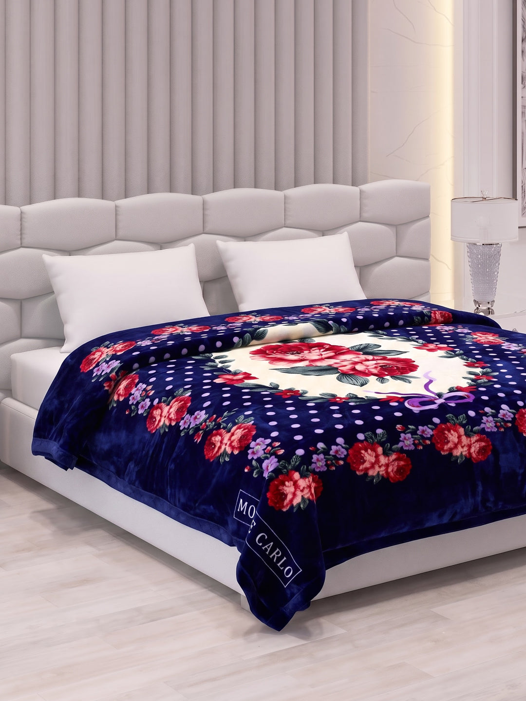 Floral Print Double Bed 2 Ply 1400 GSM Blanket for Winter (Rambo 3D), Weight 7.5 kg
