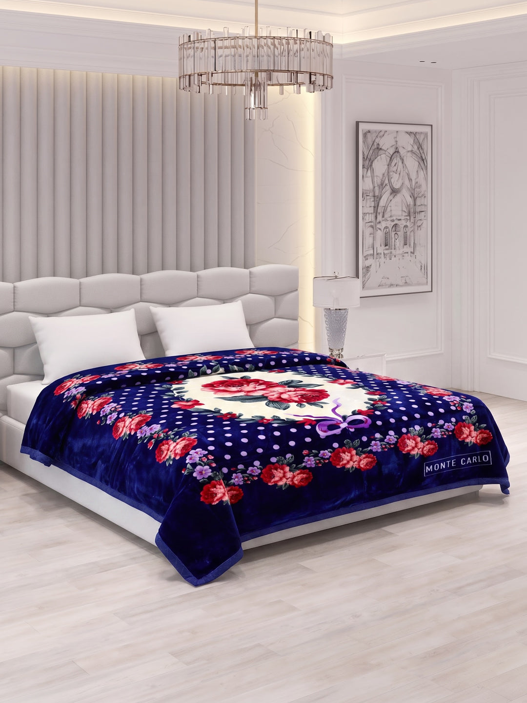 Floral Print Double Bed 2 Ply 1400 GSM Blanket for Winter (Rambo 3D), Weight 7.5 kg