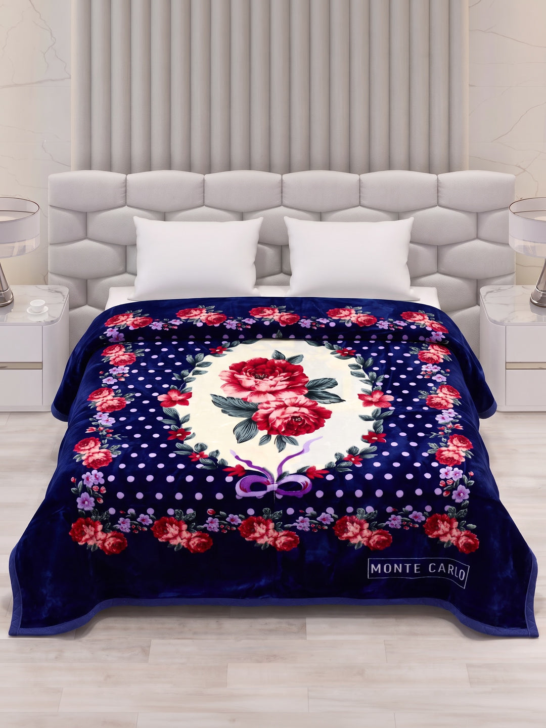 Floral Print Double Bed 2 Ply 1400 GSM Blanket for Winter (Rambo 3D), Weight 7.5 kg
