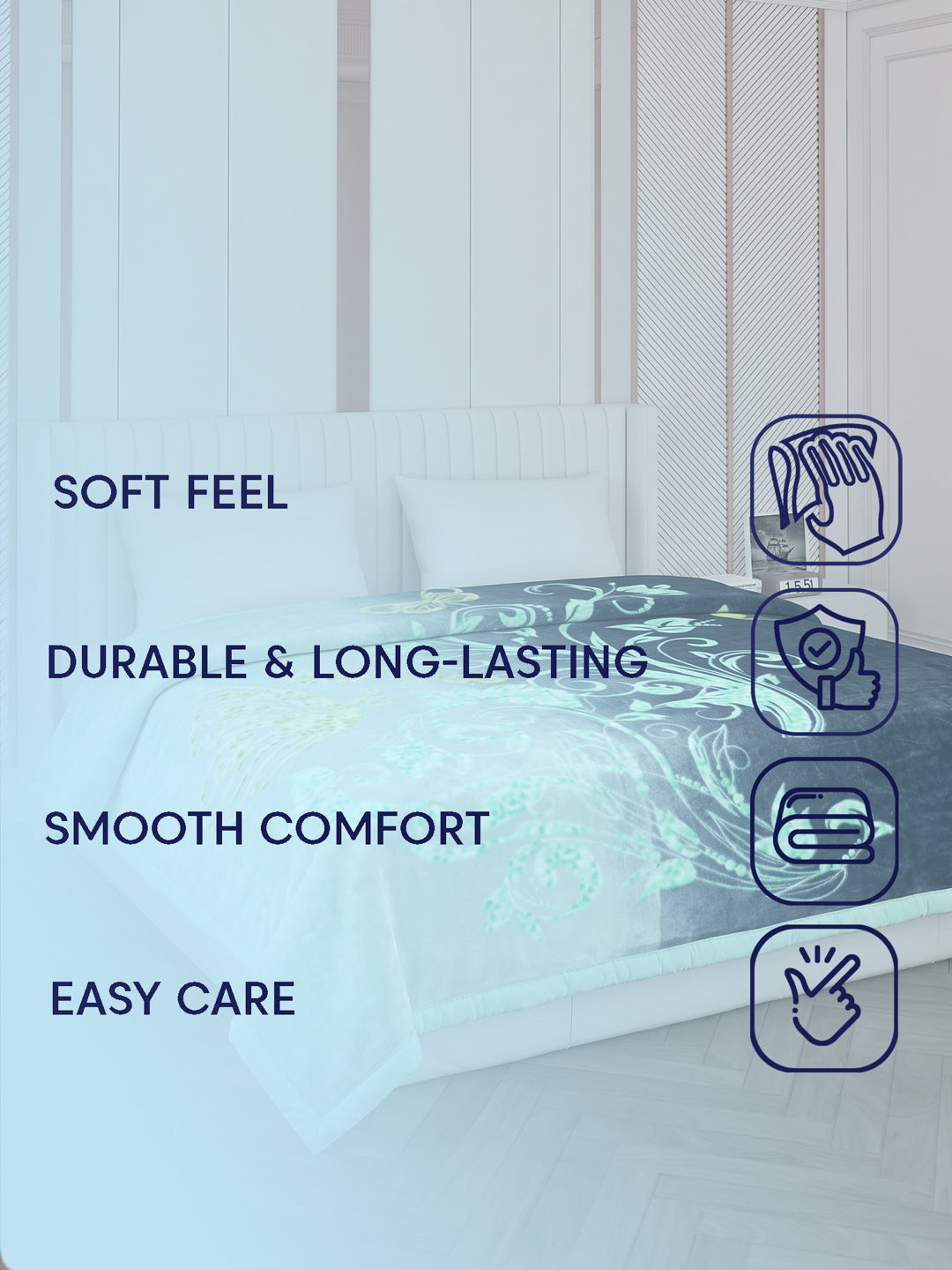 Printed Double Bed 1 Ply 500 GSM Blanket for Winter (Regal), Weight 2.4 kg