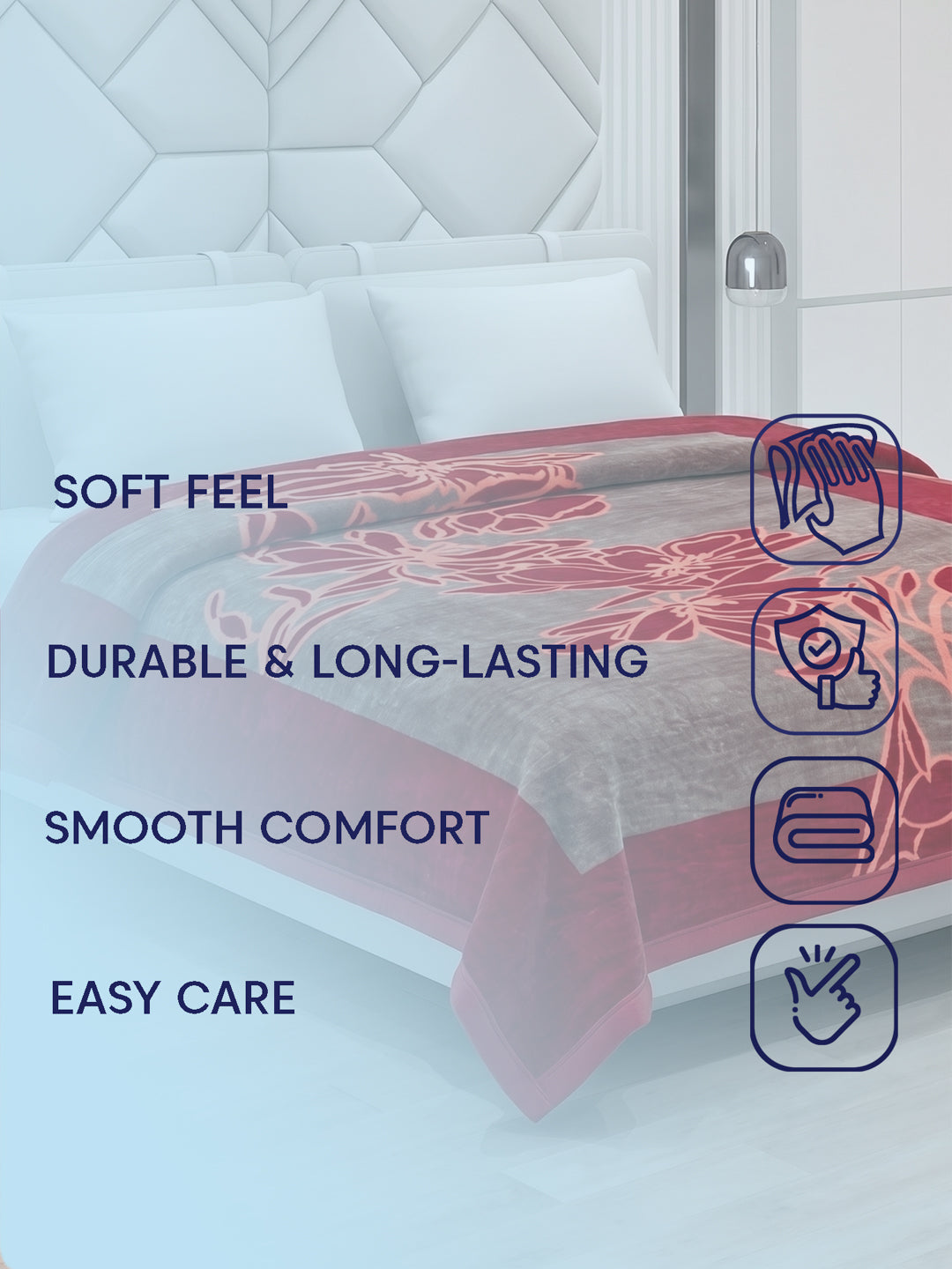 Printed Double Bed 1 Ply 500 GSM Blanket for Winter (Regal), Weight 2.4 kg