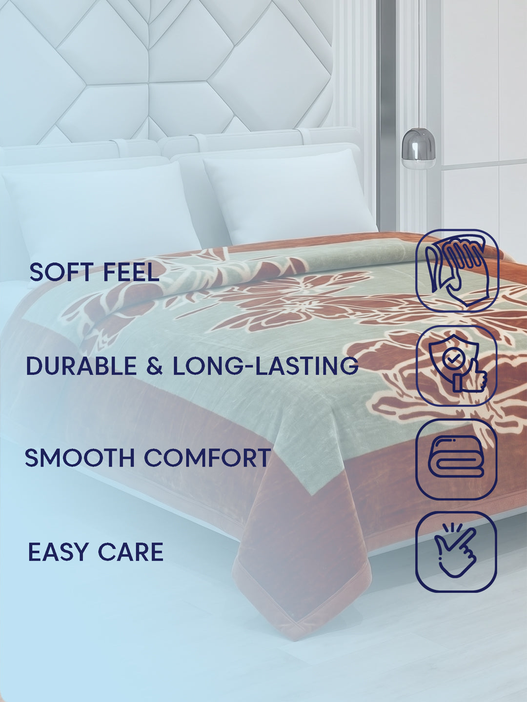 Printed Double Bed 1 Ply 500 GSM Blanket for Winter (Regal), Weight 2.4 kg