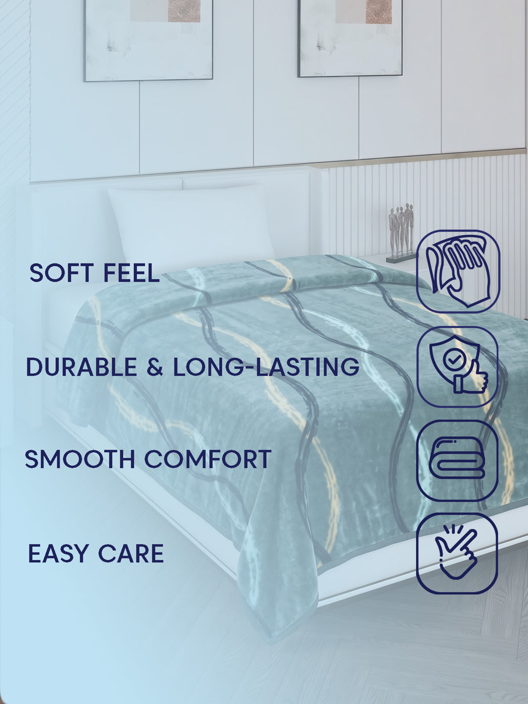 Printed Single Bed 1 Ply 580 GSM Blanket for Winter (Relations), Weight 1.9 kg