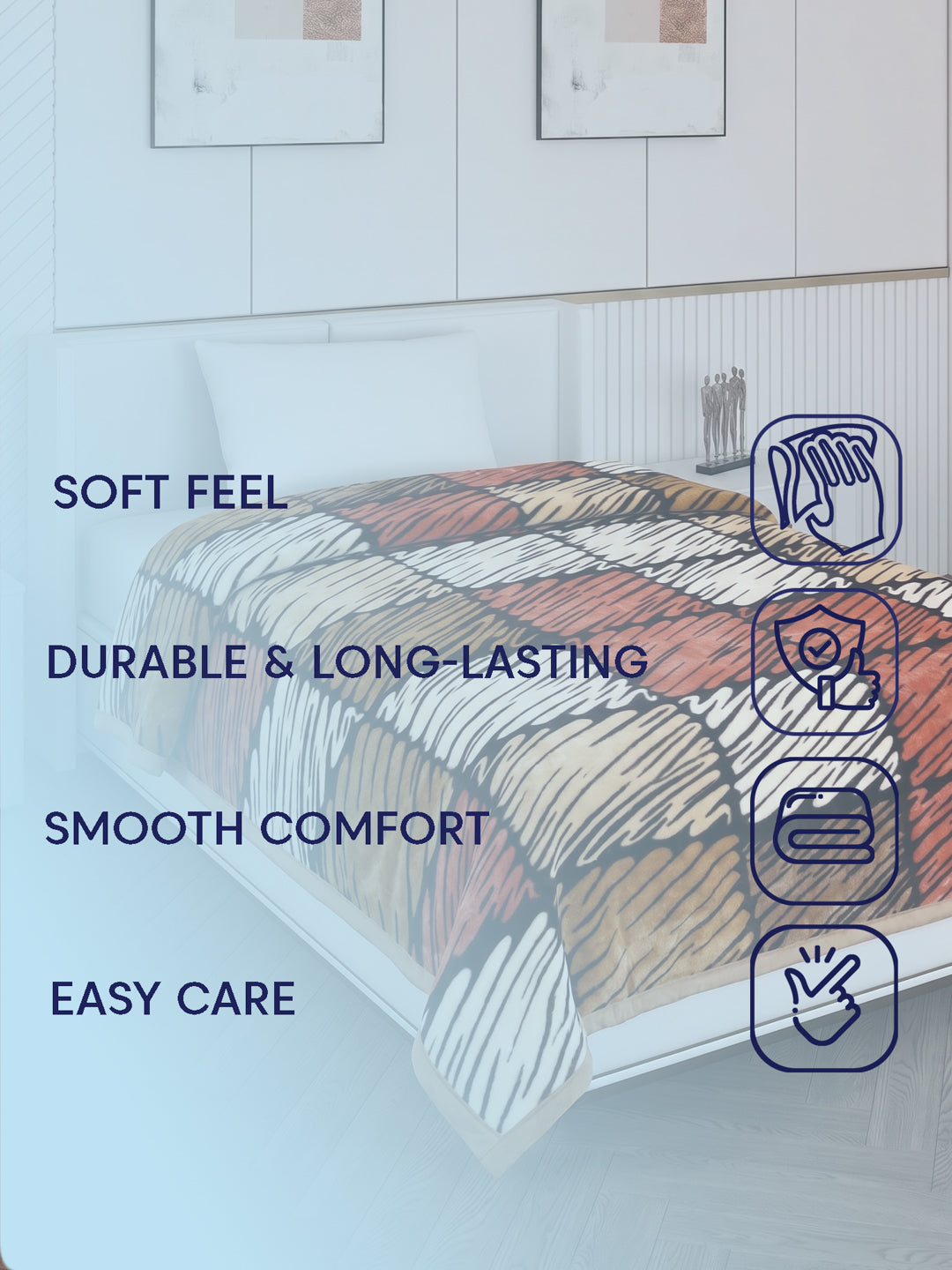Printed Single Bed 1 Ply 580 GSM Blanket for Winter (Relations), Weight 1.9 kg