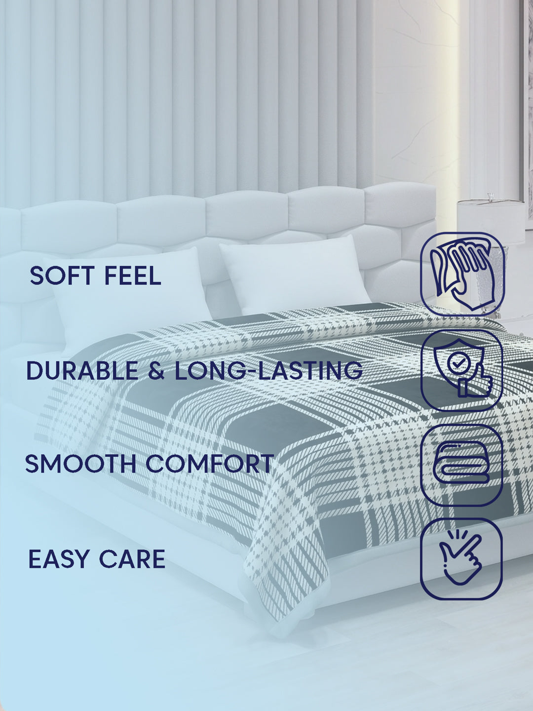 Double Bed 2 Ply 440 GSM Blanket for Winter (Robin), Weight 2.3 kg