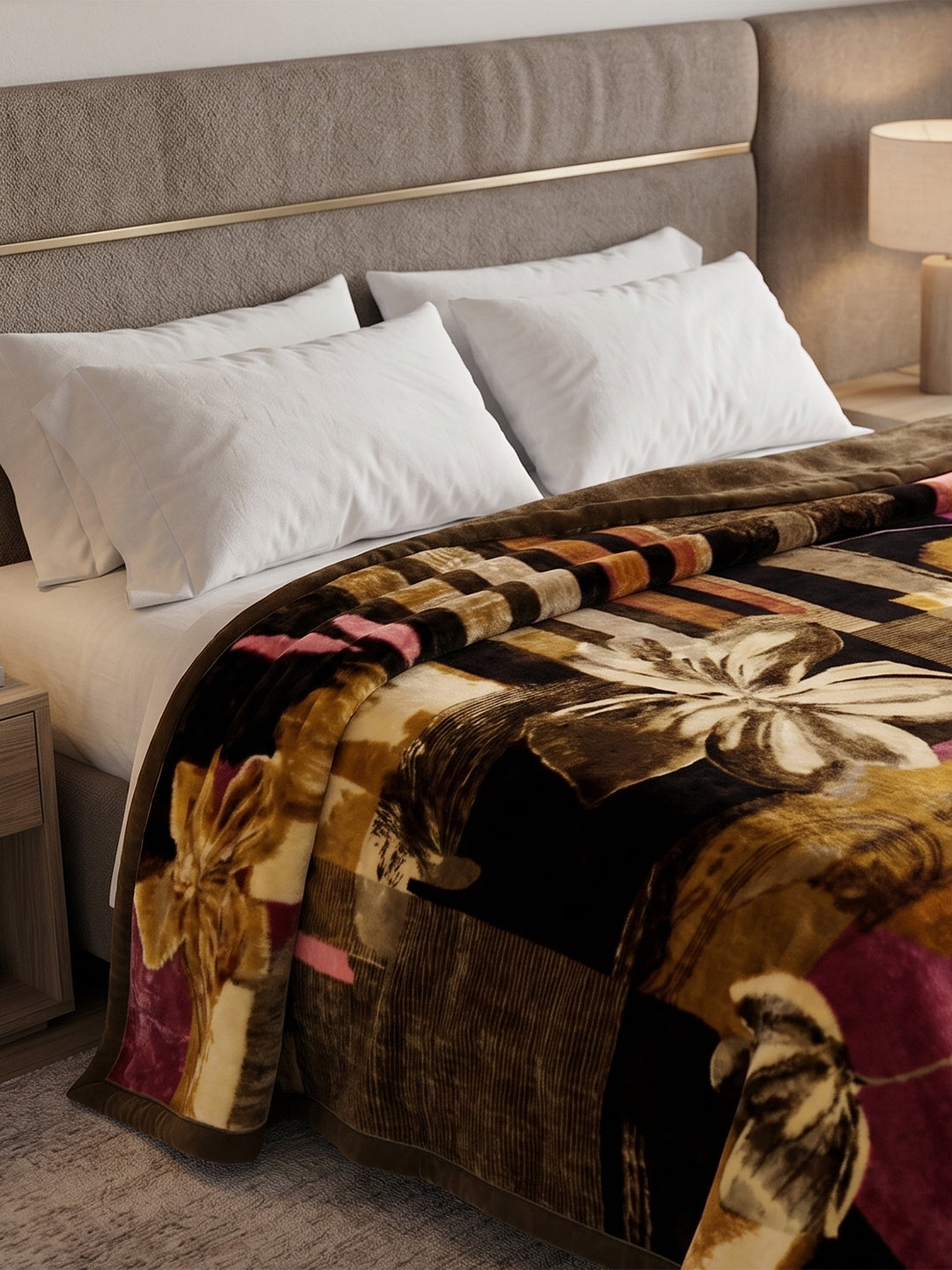 Printed Double Bed 1 Ply 550 GSM Blanket for Winter (Roman), Weight 2.9 kg