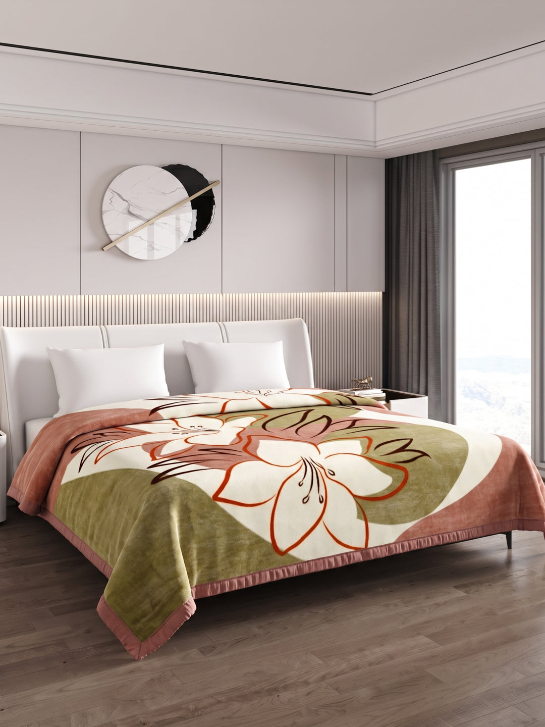 Printed Double Bed 1 Ply 550 GSM Blanket for Winter (Roman), Weight 2.9 kg