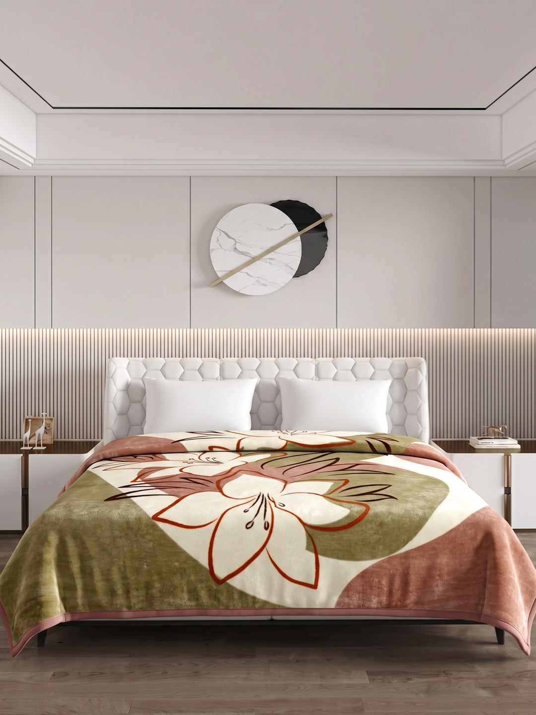 Printed Double Bed 1 Ply 550 GSM Blanket for Winter (Roman), Weight 2.9 kg