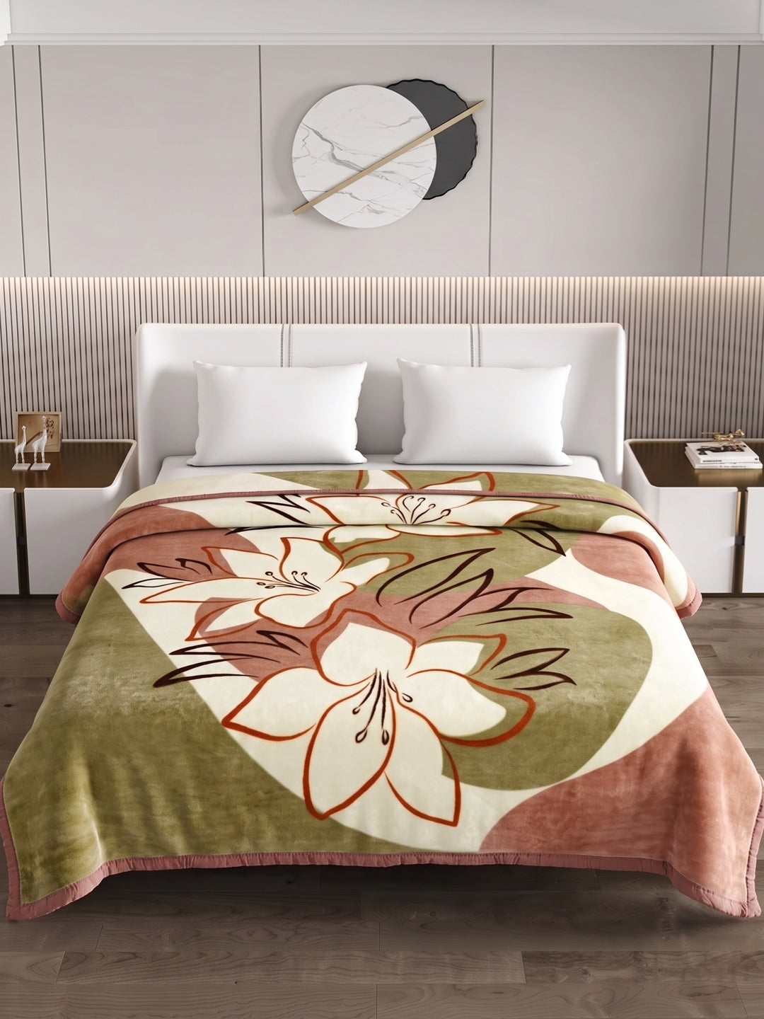 Printed Double Bed 1 Ply 550 GSM Blanket for Winter (Roman), Weight 2.9 kg