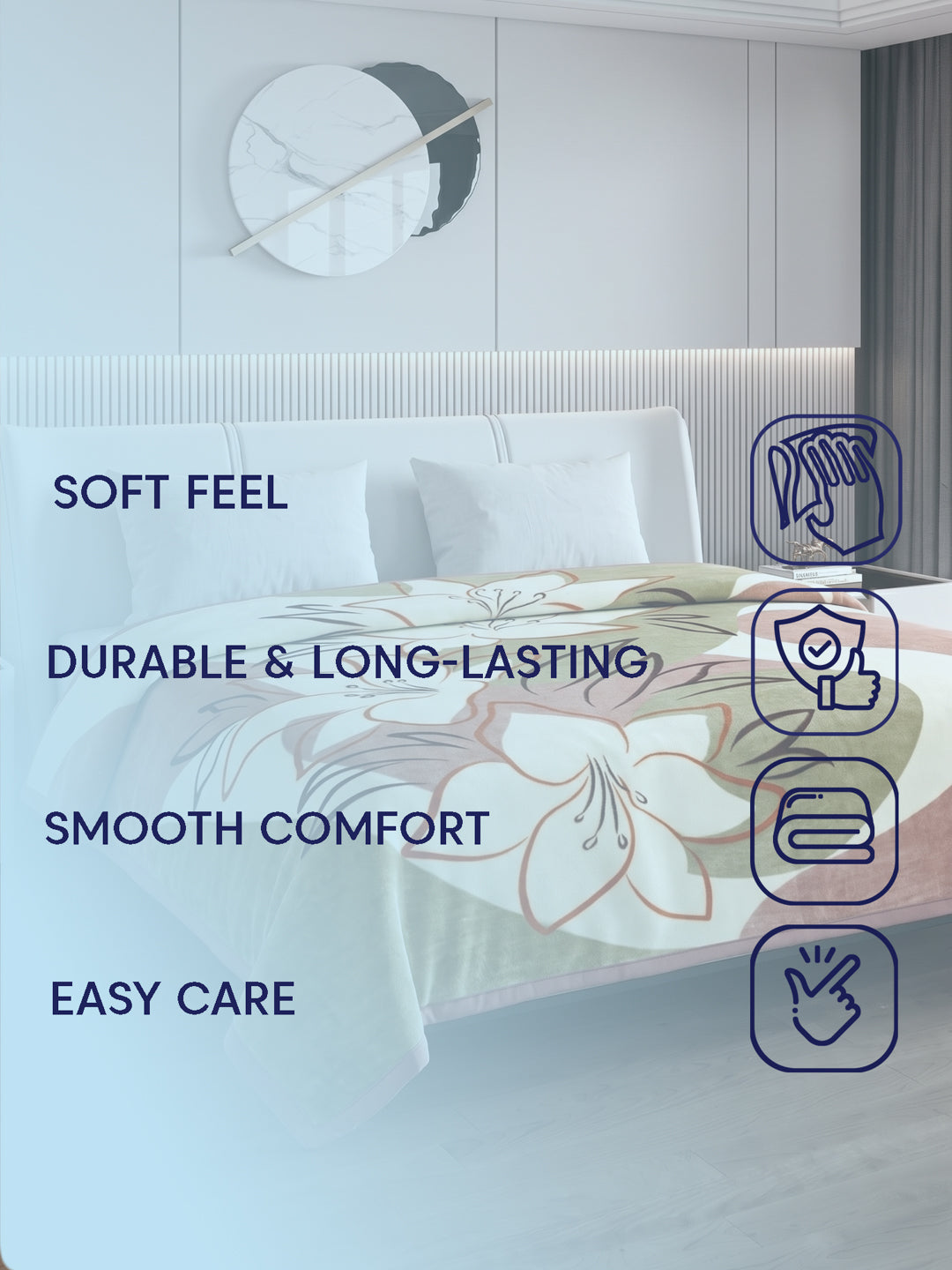 Printed Double Bed 1 Ply 550 GSM Blanket for Winter (Roman), Weight 2.9 kg