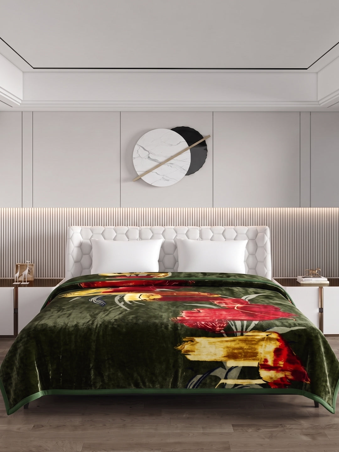 Printed Double Bed 1 Ply 550 GSM Blanket for Winter (Roman), Weight 2.9 kg