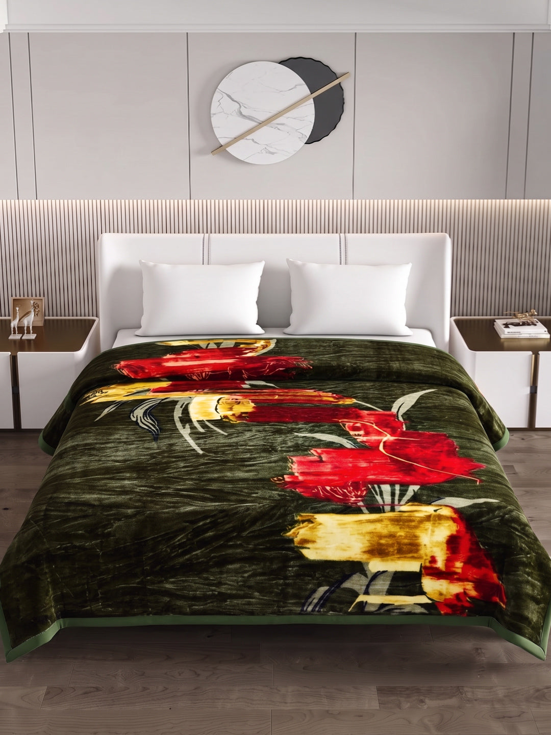 Printed Double Bed 1 Ply 550 GSM Blanket for Winter (Roman), Weight 2.9 kg