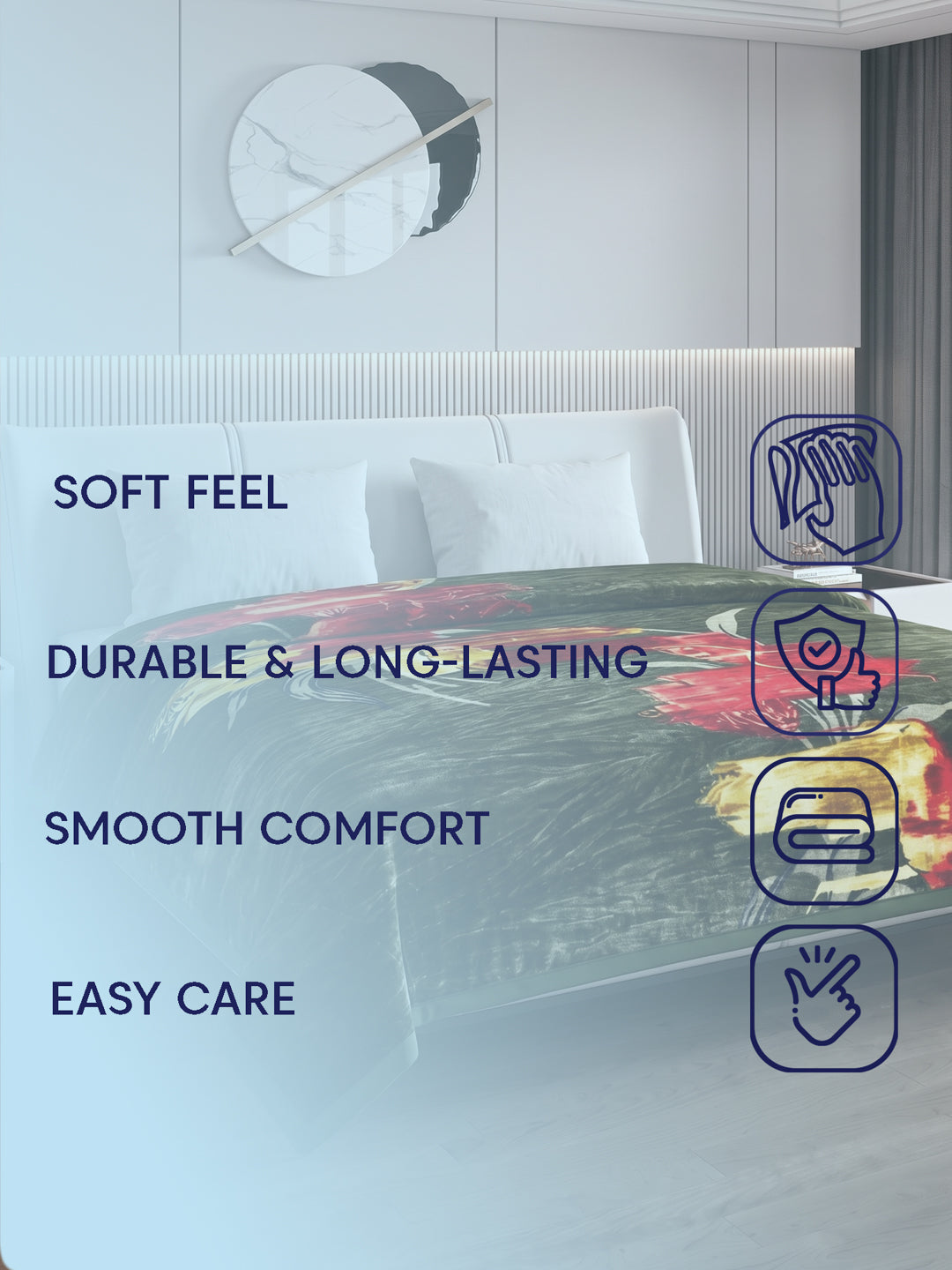 Printed Double Bed 1 Ply 550 GSM Blanket for Winter (Roman), Weight 2.9 kg