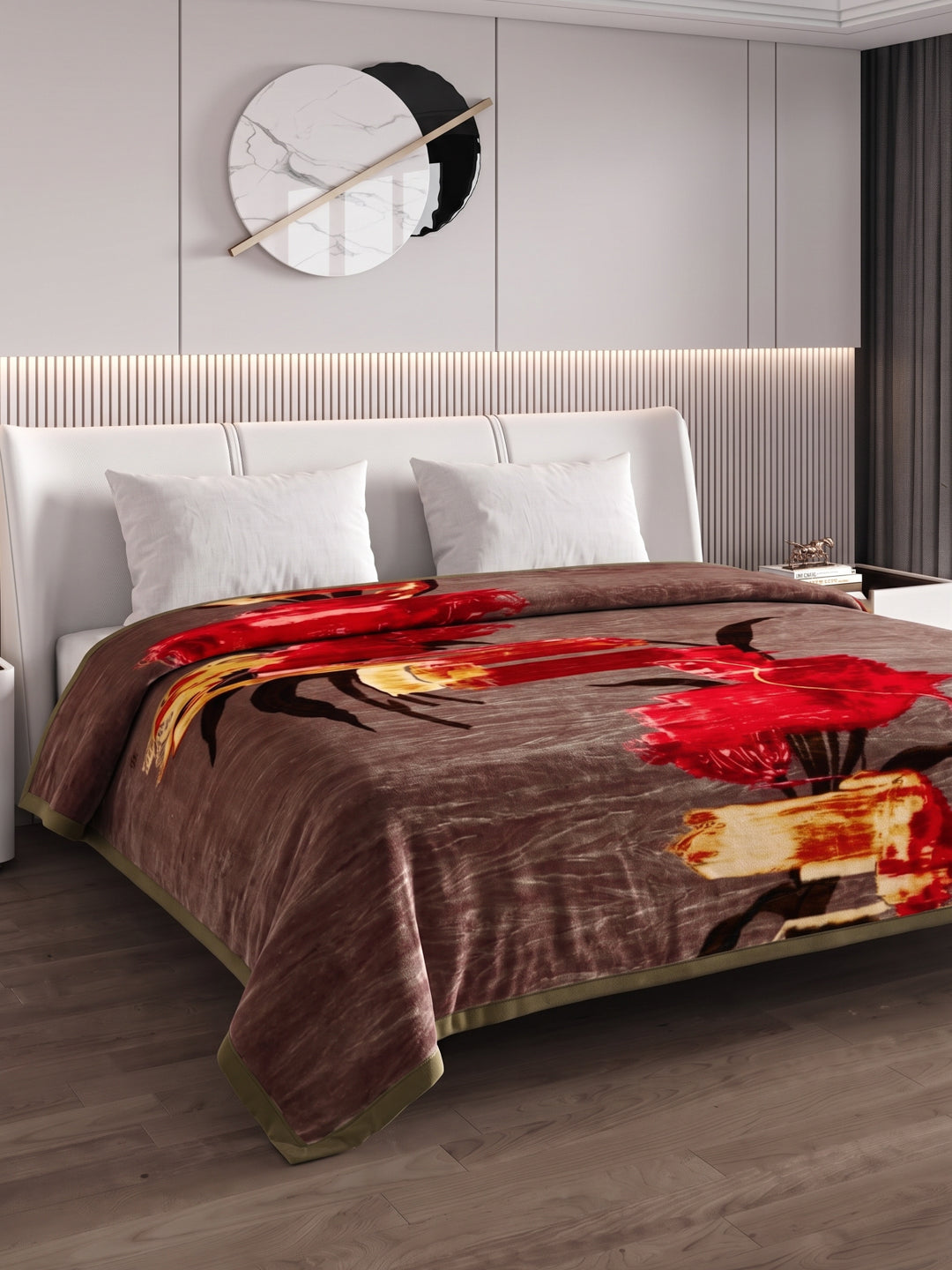 Printed Double Bed 1 Ply 550 GSM Blanket for Winter (Roman), Weight 2.9 kg