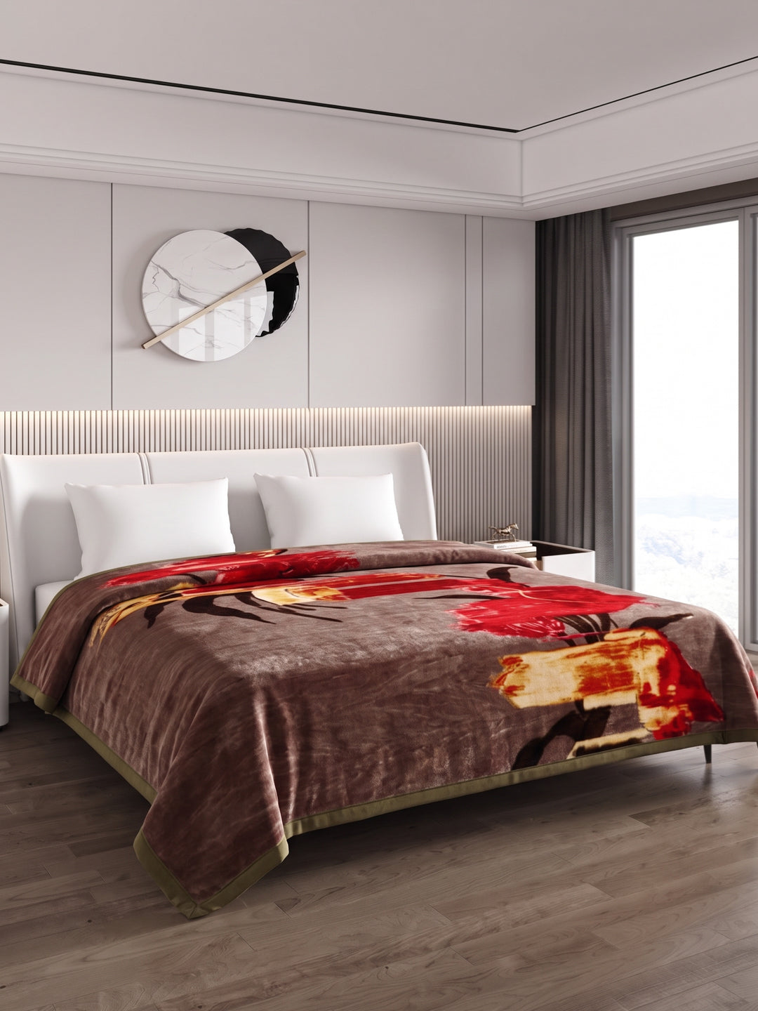 Printed Double Bed 1 Ply 550 GSM Blanket for Winter (Roman), Weight 2.9 kg