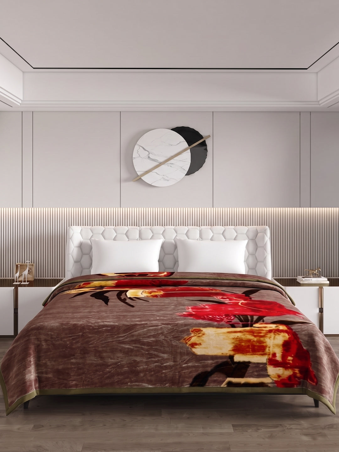 Printed Double Bed 1 Ply 550 GSM Blanket for Winter (Roman), Weight 2.9 kg