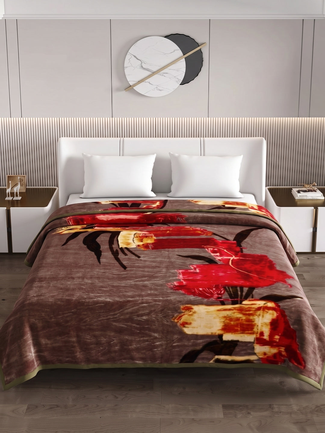 Printed Double Bed 1 Ply 550 GSM Blanket for Winter (Roman), Weight 2.9 kg