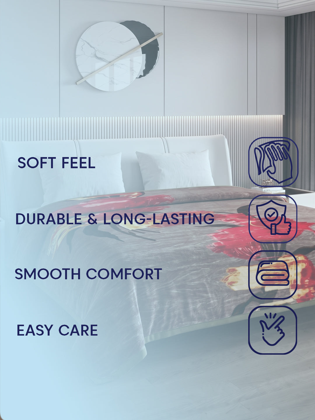 Printed Double Bed 1 Ply 550 GSM Blanket for Winter (Roman), Weight 2.9 kg