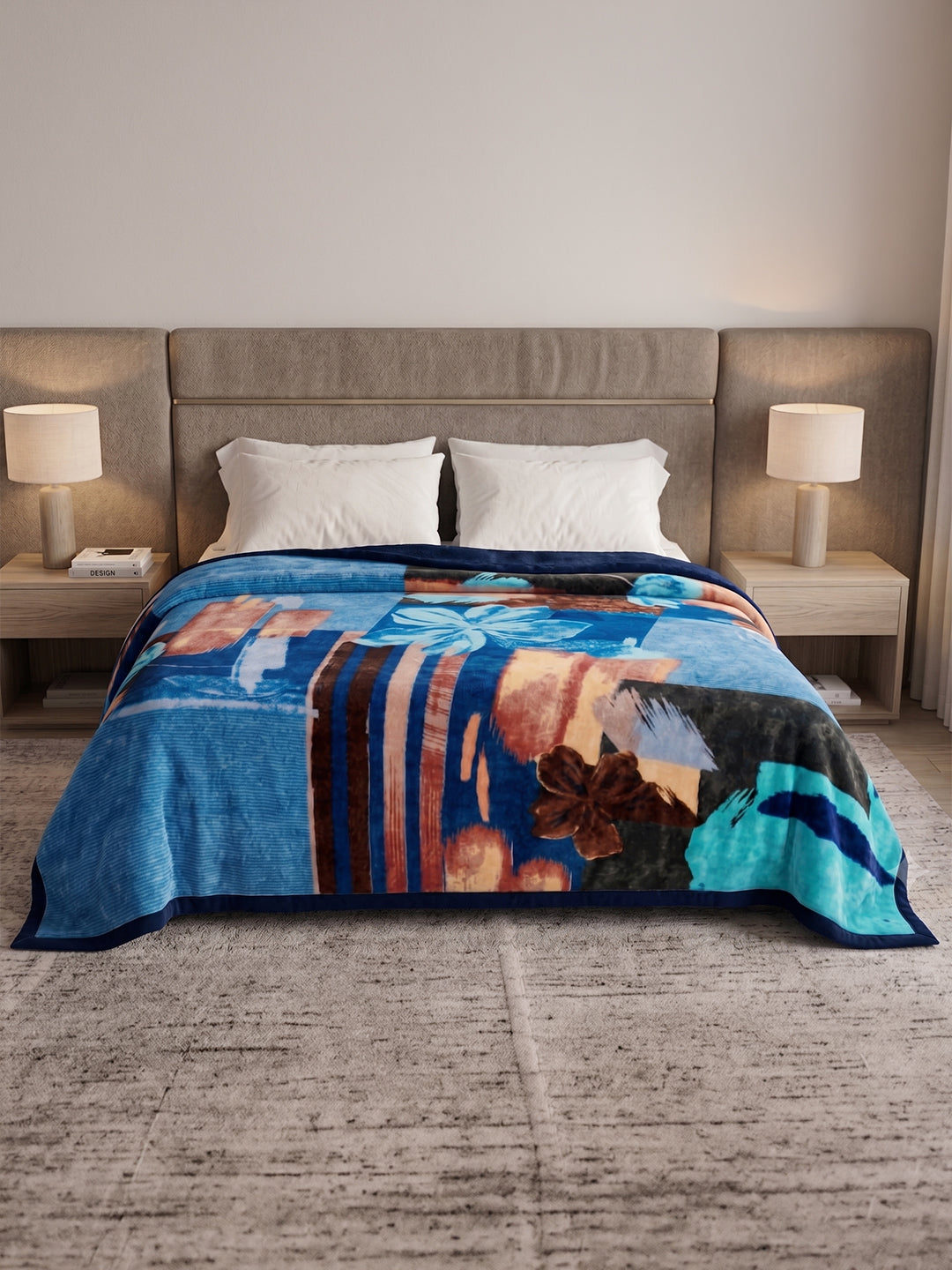 Printed Double Bed 1 Ply 550 GSM Blanket for Winter (Roman), Weight 2.9 kg