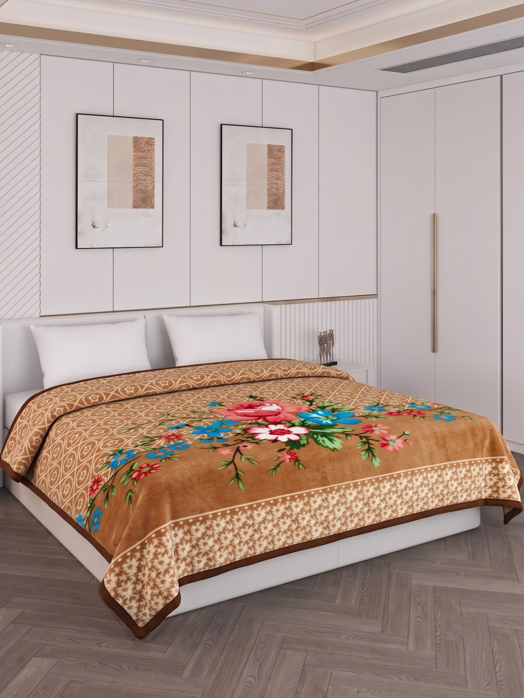 Printed Double Bed 1 Ply 550 GSM Blanket for Winter (Roman), Weight 2.9 kg